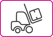 Direktversand oder Versand über das Shiparound Frachtzentrum – je nach Tarif Skizzierter Gabelstapler mit Paket als Symbolbild für Versandabwicklung